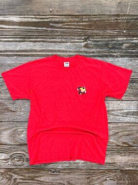 Vintage 90s Chester Cheetah Embroidered T Shirt Fruit of the Loom BEST Red Large